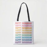 Happy Hanukkah | Simple Rainbow Colors Typography Tote Bag<br><div class="desc">Rainbow Hanukkah Artsy Design Tote Bag</div>