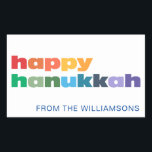 Happy Hanukkah Simple Rainbow Typography Custom Rectangular Sticker<br><div class="desc">Happy Hanukkah Simple Rainbow Typography Custom Rectangular Sticker</div>