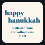 Happy Hanukkah Simple Teal Blue Personalized Square Sticker<br><div class="desc">Happy Hanukkah Simple Teal Blue Personalized Square Sticker</div>