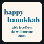 Happy Hanukkah Simple Teal Blue Personalized Square Sticker<br><div class="desc">Happy Hanukkah Simple Teal Blue Personalized Square Sticker</div>