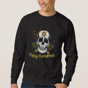 Happy Hanukkah Skull Menorah Hanukkah Cool Skeleto Sweatshirt