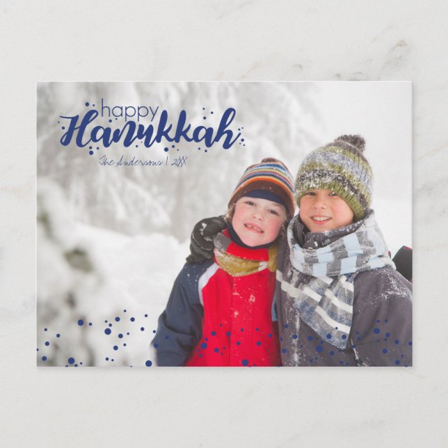 Happy Hanukkah Snow Bubbles Photo Postcards (Front)