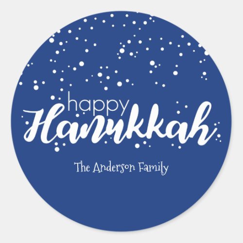 Happy Hanukkah Snow Bubbles Sticker Gift Tag