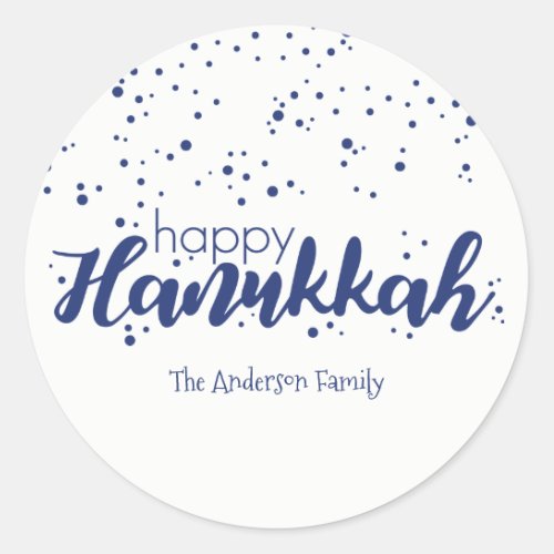 Happy Hanukkah Snow Bubbles Sticker Gift Tag