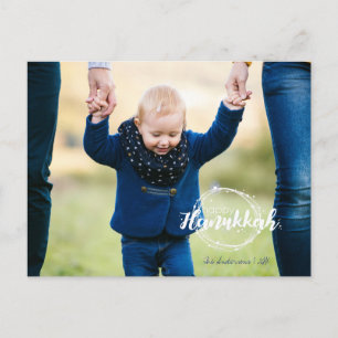 Happy Hanukkah Snow Bubbles Wreath Photo Postcards