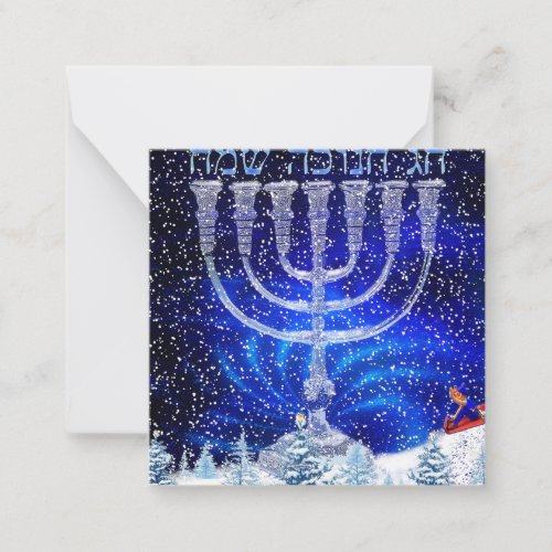 Happy Hanukkah Snow  Menorah Note Card