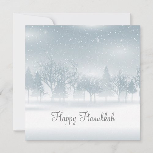 Happy Hanukkah Snow Scene Nature Pretty Jewish Holiday Card