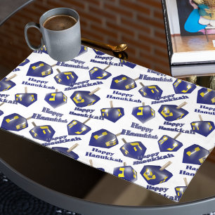 Happy Hanukkah Spinning Dreidel Cloth Placemat