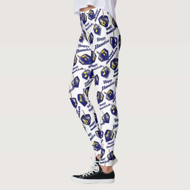 Happy Hanukkah Spinning Dreidel Leggings (Left)