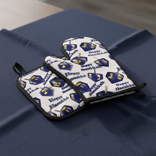 Happy Hanukkah Spinning Dreidel Oven Mitt & Pot Holder Set (Creator Uploaded)