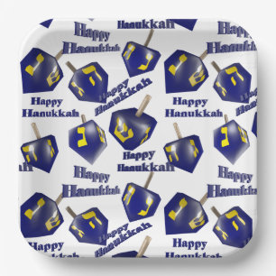 Happy Hanukkah Spinning Dreidel Paper Plates