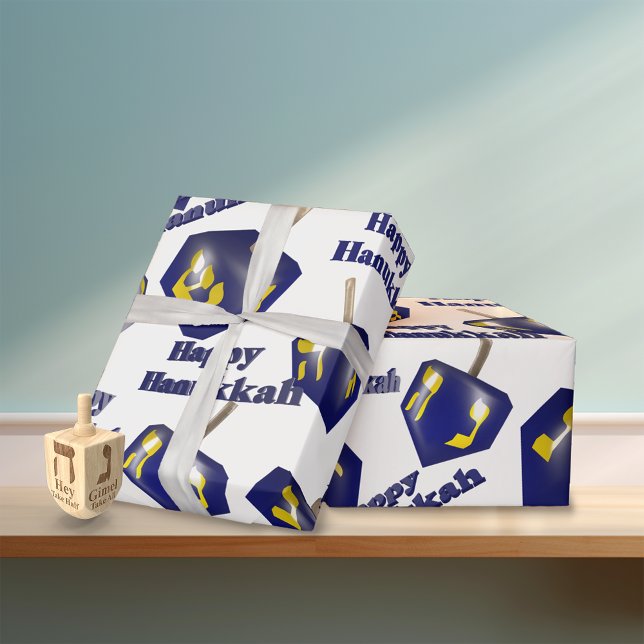 Happy Hanukkah Spinning Dreidel Wrapping Paper (Creator Uploaded)
