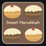 Happy Hanukkah Square Sticker<br><div class="desc">Sweet Happy Hanukkah Original Creative Custom Gift Design. You may add or delete text,  change text font,  size,  align and colors.</div>