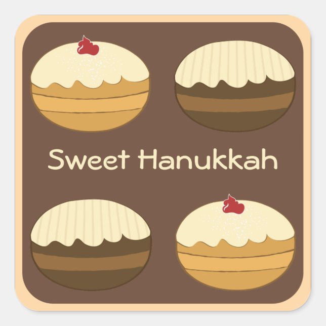 Happy Hanukkah Square Sticker (Front)
