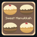 Happy Hanukkah Square Sticker<br><div class="desc">Sweet Happy Hanukkah Original Creative Custom Gift Design. You may add or delete text,  change text font,  size,  align and colors.</div>