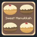 Happy Hanukkah Square Sticker<br><div class="desc">Sweet Happy Hanukkah Original Creative Custom Gift Design. You may add or delete text,  change text font,  size,  align and colors.</div>
