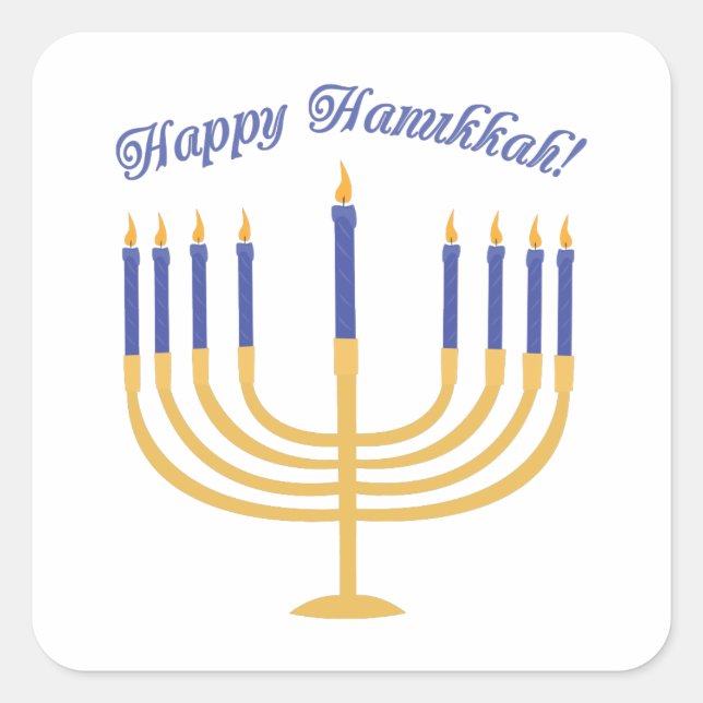 Happy Hanukkah! Square Sticker (Front)