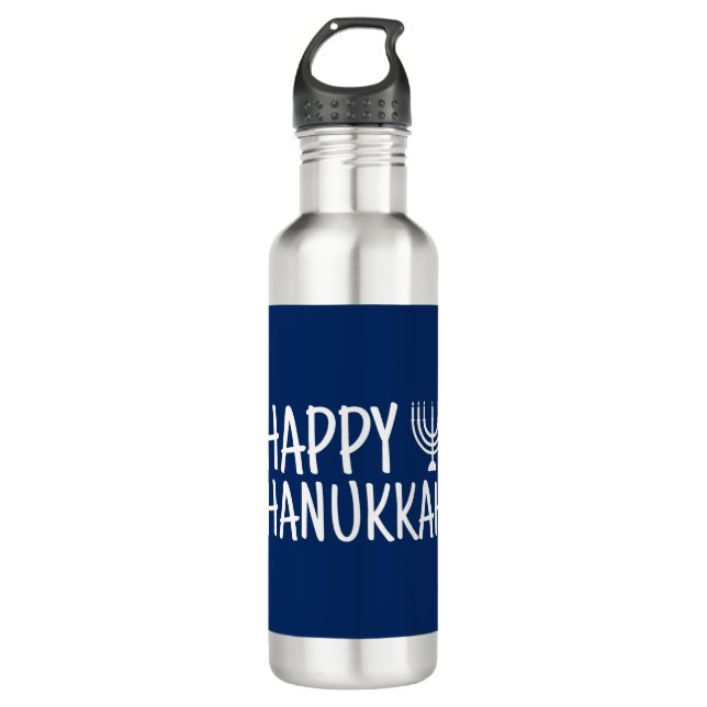 Happy Hanukkah Stainless Steel Water Bottle (Front)