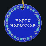 Happy Hanukkah Star Circle Ceramic Ornament<br><div class="desc">Happy Hanukkah Star Circle</div>