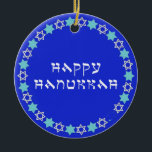 Happy Hanukkah Star Circle Ceramic Ornament<br><div class="desc">Happy Hanukkah Star Circle</div>