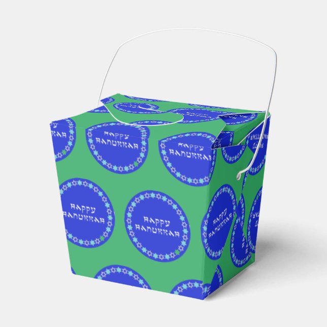 Happy Hanukkah Star Circle Favor Boxes (Front Side)