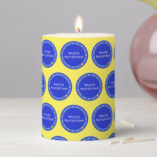 Happy Hanukkah Star Circle Pillar Candle