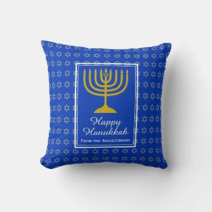 HAPPY HANUKKAH Star David Personalized Lt Blue Throw Pillow
