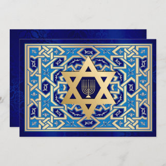 Happy Hanukkah. Star of David and Menorah Cards