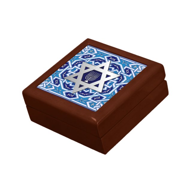 Happy Hanukkah. Star of David and Menorah Gift Box (Side)