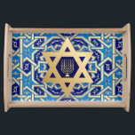Happy Hanukkah. Star of David and Menorah  Serving Tray<br><div class="desc">Happy Hanukkah / Happy Chanukah. Gold Foil Star of David and Menorah Gift Serving Tray. Matching cards and gifts available in the Jewish Holidays / Hanukkah Category of our store.</div>