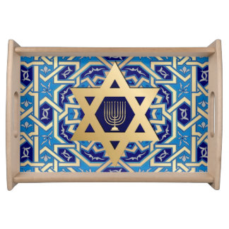 Happy Hanukkah. Star of David and Menorah Serving Tray