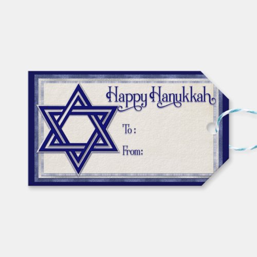 Happy Hanukkah Star of David Blue Gift Tags