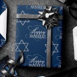 Happy Hanukkah Star of David Classic Silver Navy Wrapping Paper<br><div class="desc">Minimal classic silver Bar/Bat Mitzvah and Hanukkah modern Star of David against a solid background creates an elegant,  sophisticated design. For other coordinating colors or matching products,  visit JustFharryn @ Zazzle.com or contact the designer,  c/o Fharryn@yahoo.com  All rights reserved. #zazzlemade #christmasdecor</div>