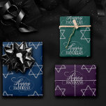 Happy Hanukkah Star of David Classic Silver Navy Wrapping Paper Sheets<br><div class="desc">Minimal classic silver Bar/Bat Mitzvah and Hanukkah modern Star of David against a solid background creates an elegant,  sophisticated design. For other coordinating colors or matching products,  visit JustFharryn @ Zazzle.com or contact the designer,  c/o Fharryn@yahoo.com  All rights reserved. #zazzlemade #christmasdecor</div>