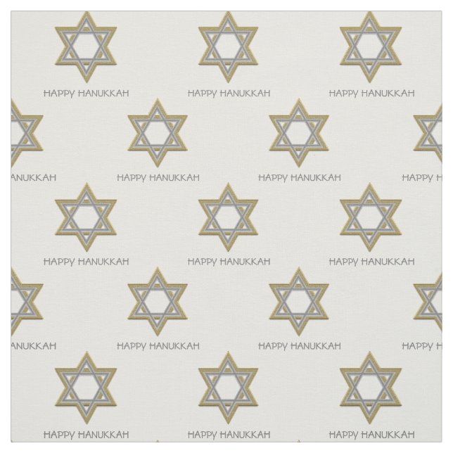 HAPPY HANUKKAH | Star of David Customizable Text Fabric (Swatch)