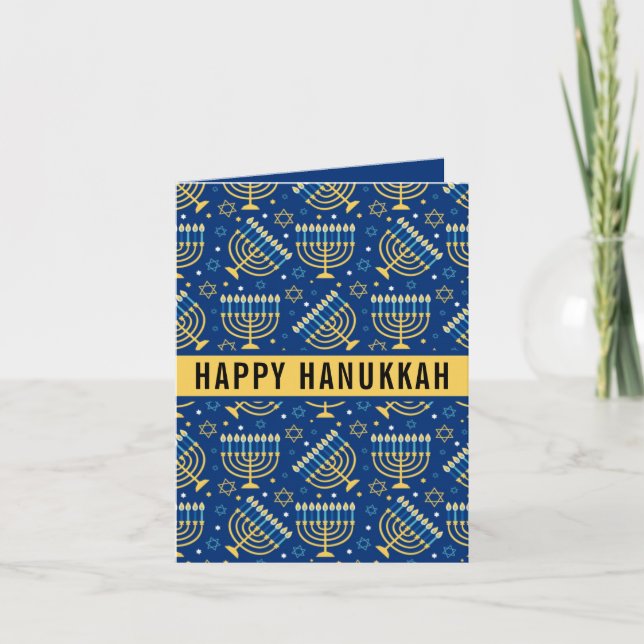 Happy Hanukkah Star of David Cute Trendy  Holiday Card (Front)