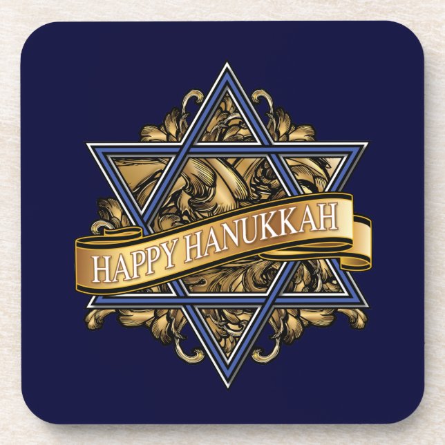  Happy Hanukkah Star of David Drink Coaster (Front)