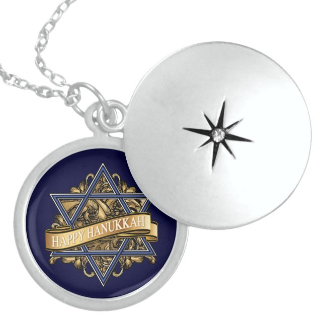  Happy Hanukkah Star of David Locket Necklace (Front)