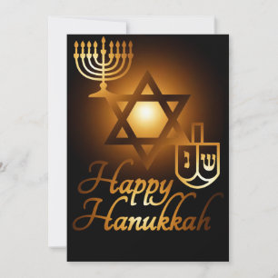 Happy Hanukkah star of David menorah dreidel Invitation