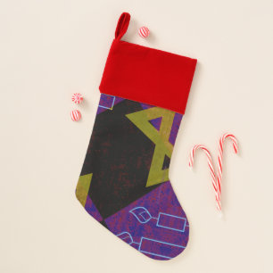 Happy Hanukkah Star of David menorah Dreidel Slipp Christmas Stocking