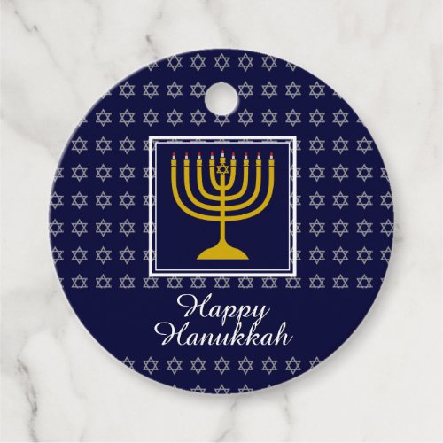 HAPPY HANUKKAH Star of David Menorah Personalized Favor Tags