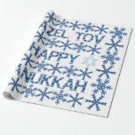 Happy Hanukkah Star of David Menorah Snowflakes Wrapping Paper<br><div class="desc">Happy Hanukkah Star of David Menorah Snowflakes Pattern Blue and White Israel Flag Colors Elegant Gift Wrapping Paper Hebrew Festival of Light Jewish Holiday Season</div>