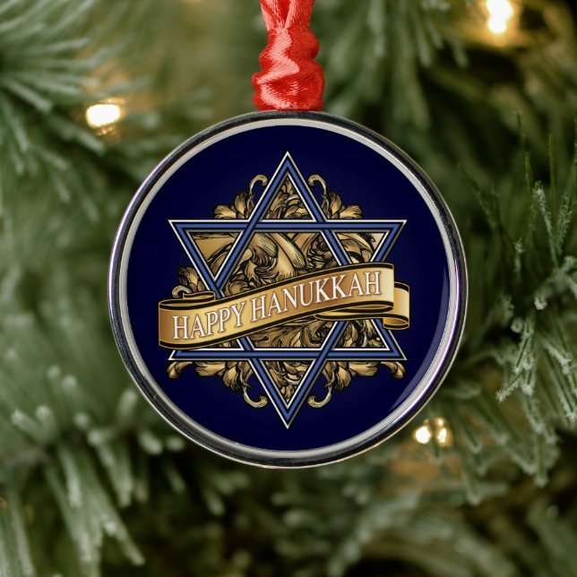  Happy Hanukkah Star of David Metal Ornament (Tree)