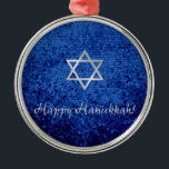 Happy Hanukkah Star of David Metal Ornament<br><div class="desc">Happy Hanukkah with Star of David design.</div>