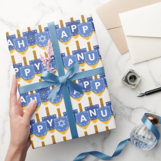 Happy Hanukkah Star of David Snowflakes White Blue
