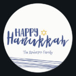 Happy Hanukkah Star of David Sticker Gift Tag<br><div class="desc">Cute and stylish Happy Hanukkah Star of David Sticker Gift Tag is perfect for your holiday gift giving needs.  There are other products we have that match this design.</div>