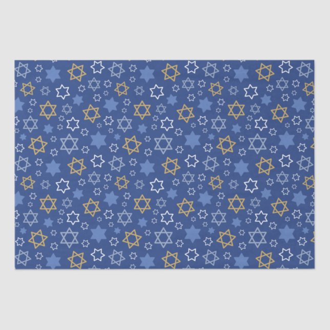 Happy Hanukkah Star of David Tissue Paper (Front)