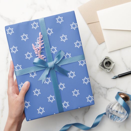 Happy Hanukkah Star of David White Blue