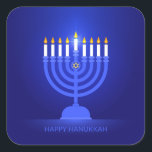 Happy Hanukkah Stickers<br><div class="desc">Happy Hanukkah with menorah and candles stickers</div>