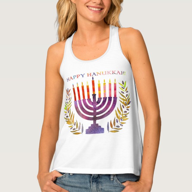 Happy Hanukkah Tank Top (Front)